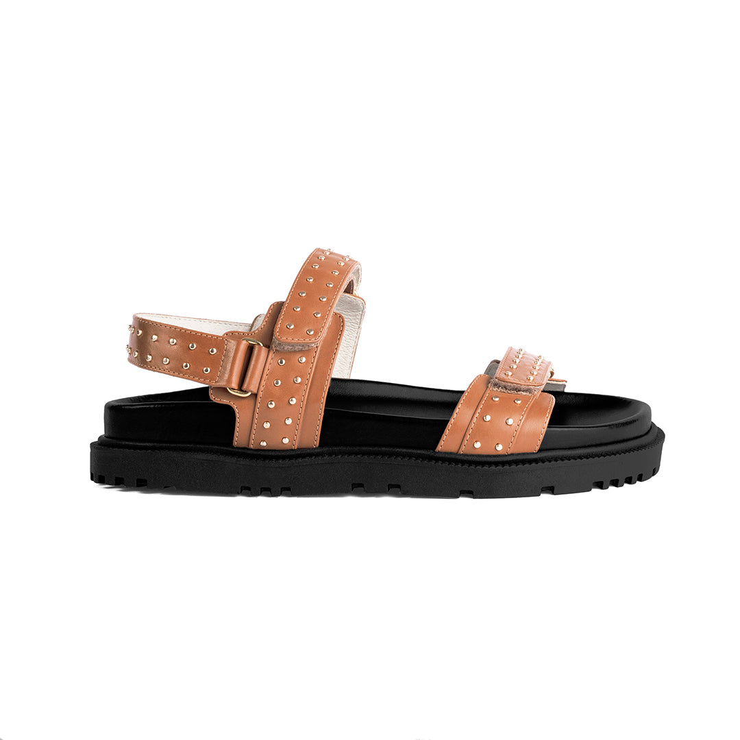 Megan Studded Camel Sandals