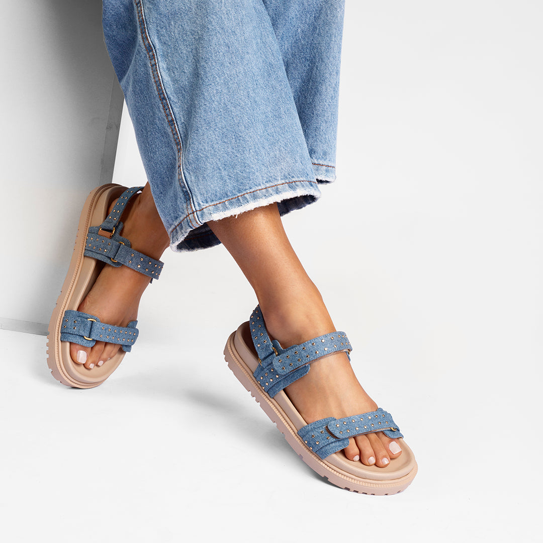 Megan Studded Jeans Sandals