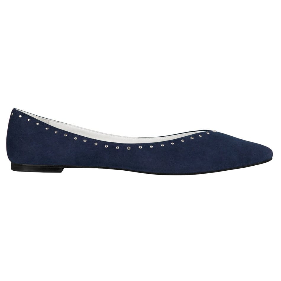 Vinci Shoes Candice Navy Blue Studded Ballerinas