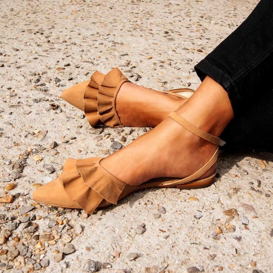 Vinci Shoes Tutu Caramel Ballerinas