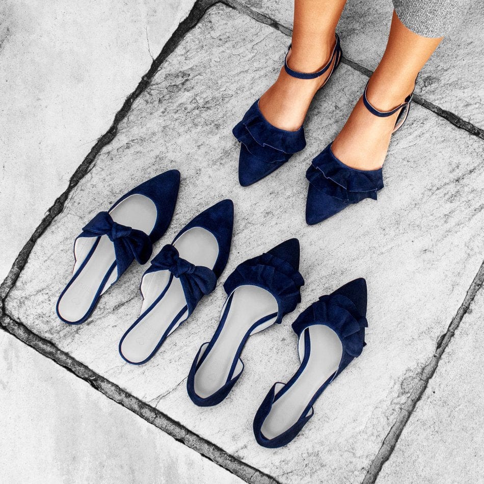 Vinci Shoes Tutu Navy Blue Ballerinas