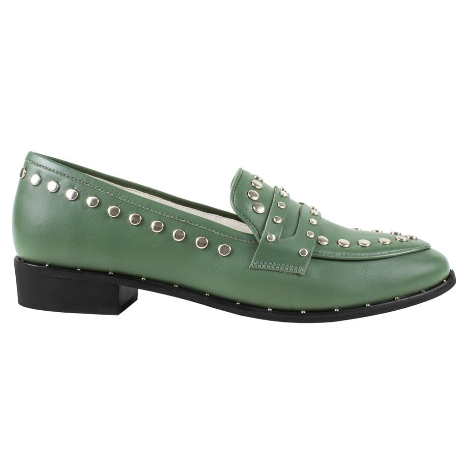 Vinci Shoes Rocky Military Green Loafers