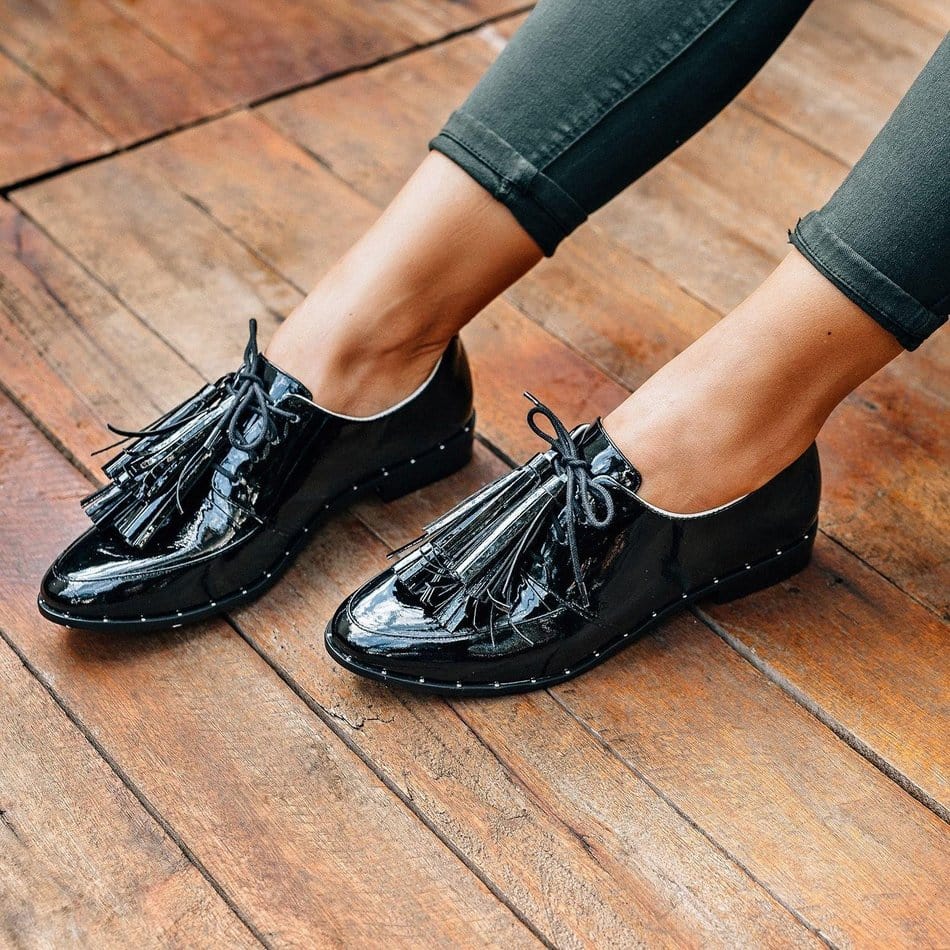 Vinci Shoes Gigi Black Oxfords