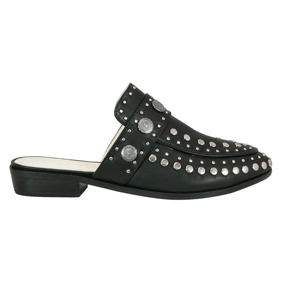 Vinci Shoes Beta Black Studded Mules