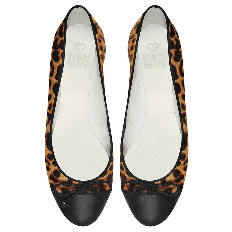 Vinci Shoes Classic Animal Print Ballerinas