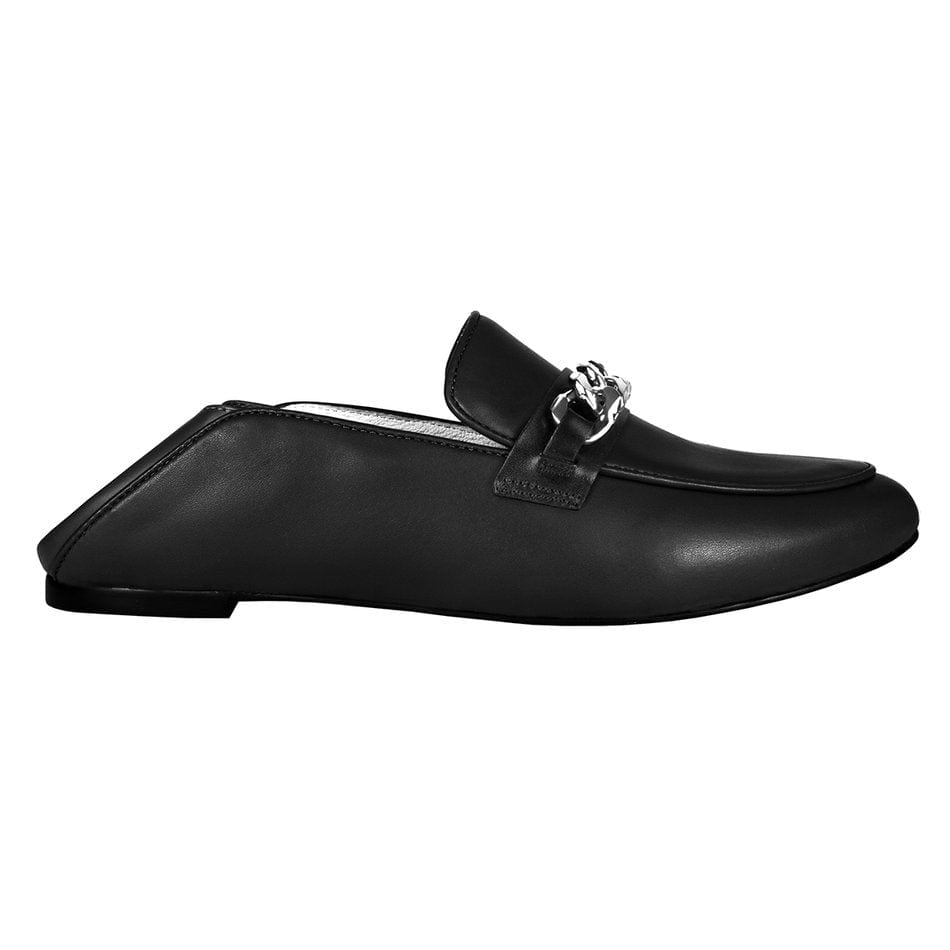 Vinci Shoes Black Chain Loafers