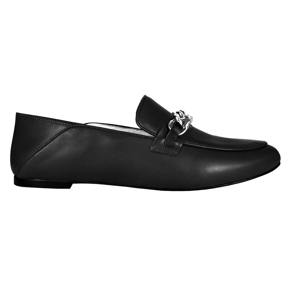 Vinci Shoes Black Chain Loafers