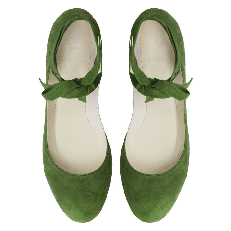 Vinci Shoes Millitary Green Ballerinas