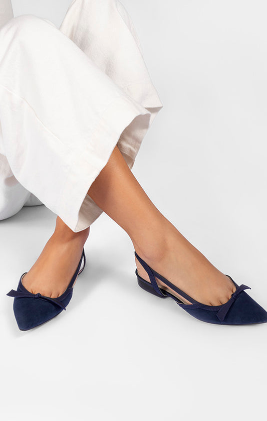 Abigail Navy Blue Ballerinas