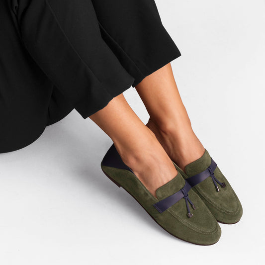 Vinci Shoes Beatriz Olive Loafers