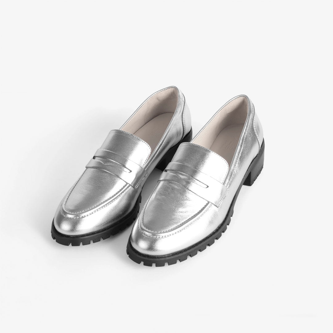 Silver loafers for store ladies