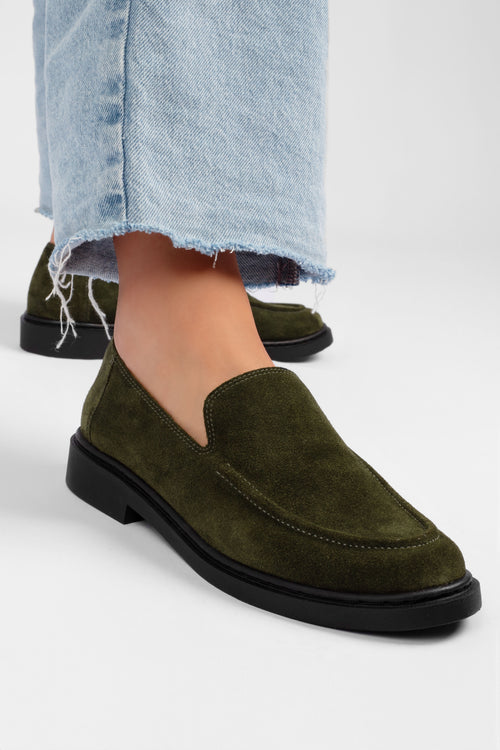 Eva Olive Green Loafers