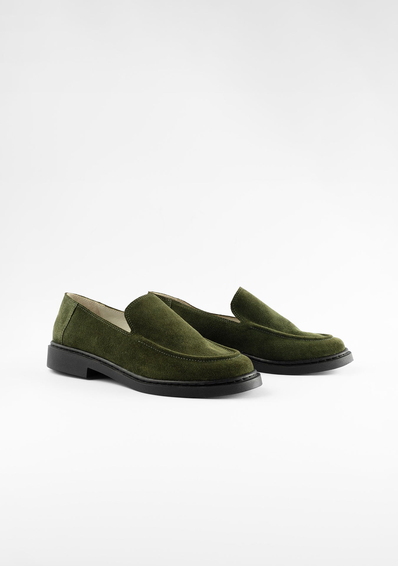 Womens olive green fashion loafers