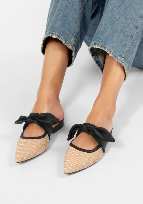 Filipa Raffia Black Mules