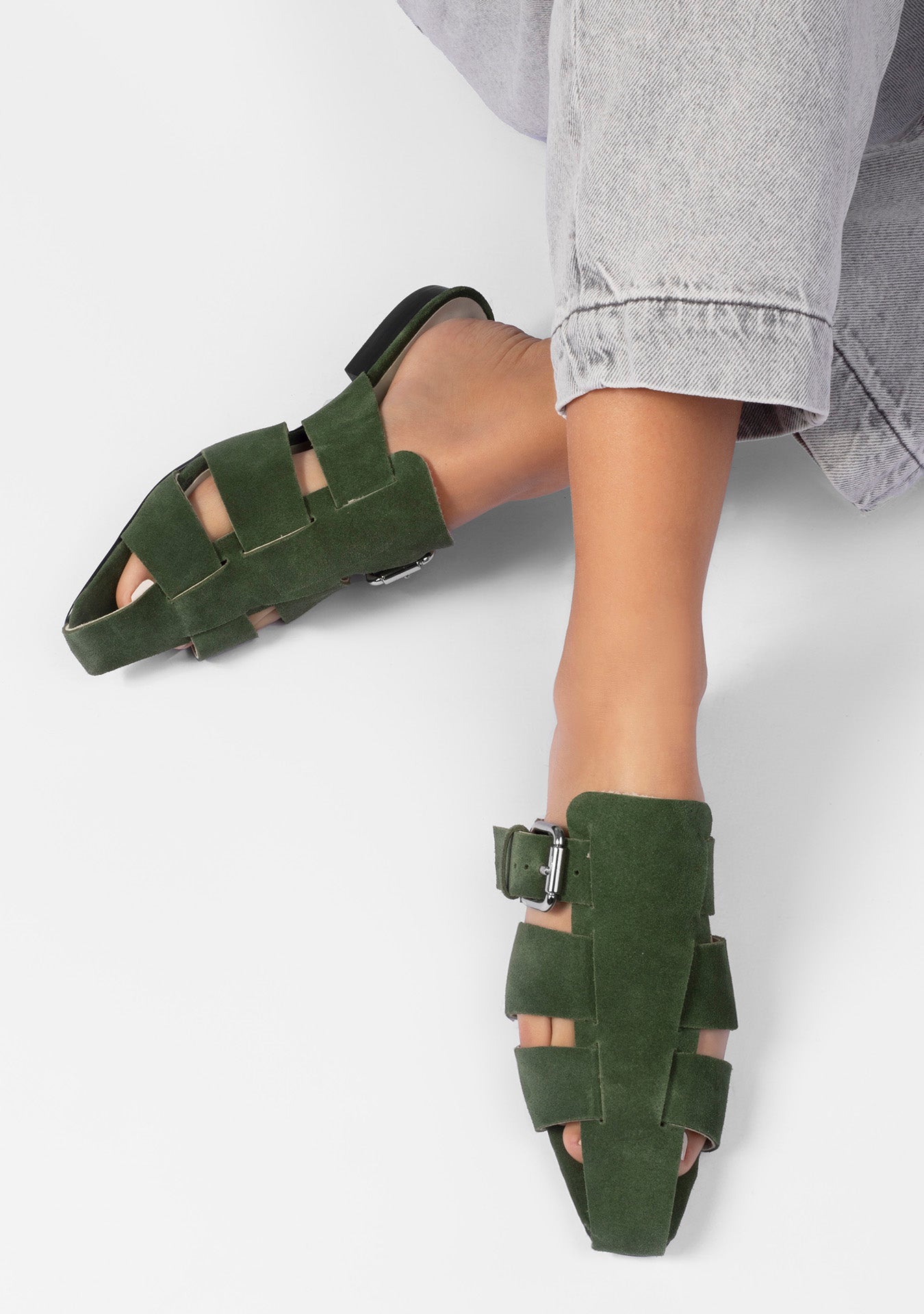 Florence Olive Green Mules