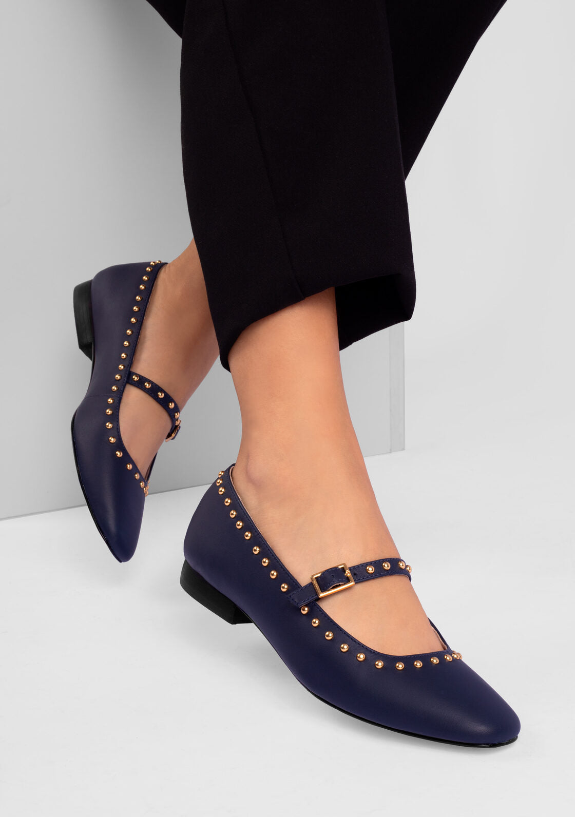 Frances Navy Blue Ballerinas