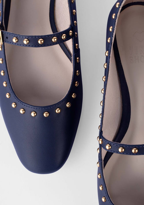 Frances Navy Blue Ballerinas