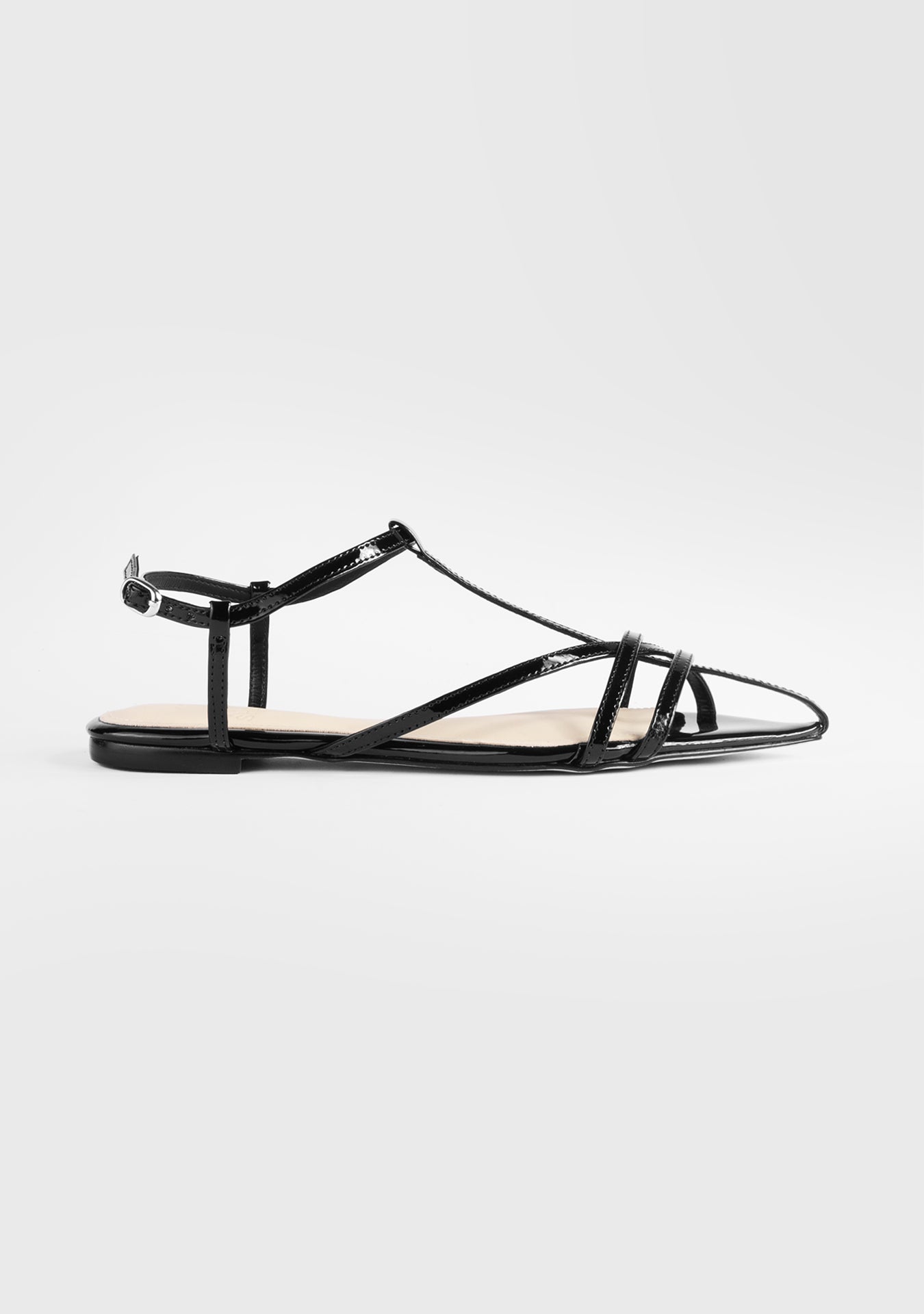 Juliet Shiny Black Sandals