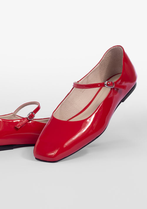 Mavie Shiny Red Ballerinas