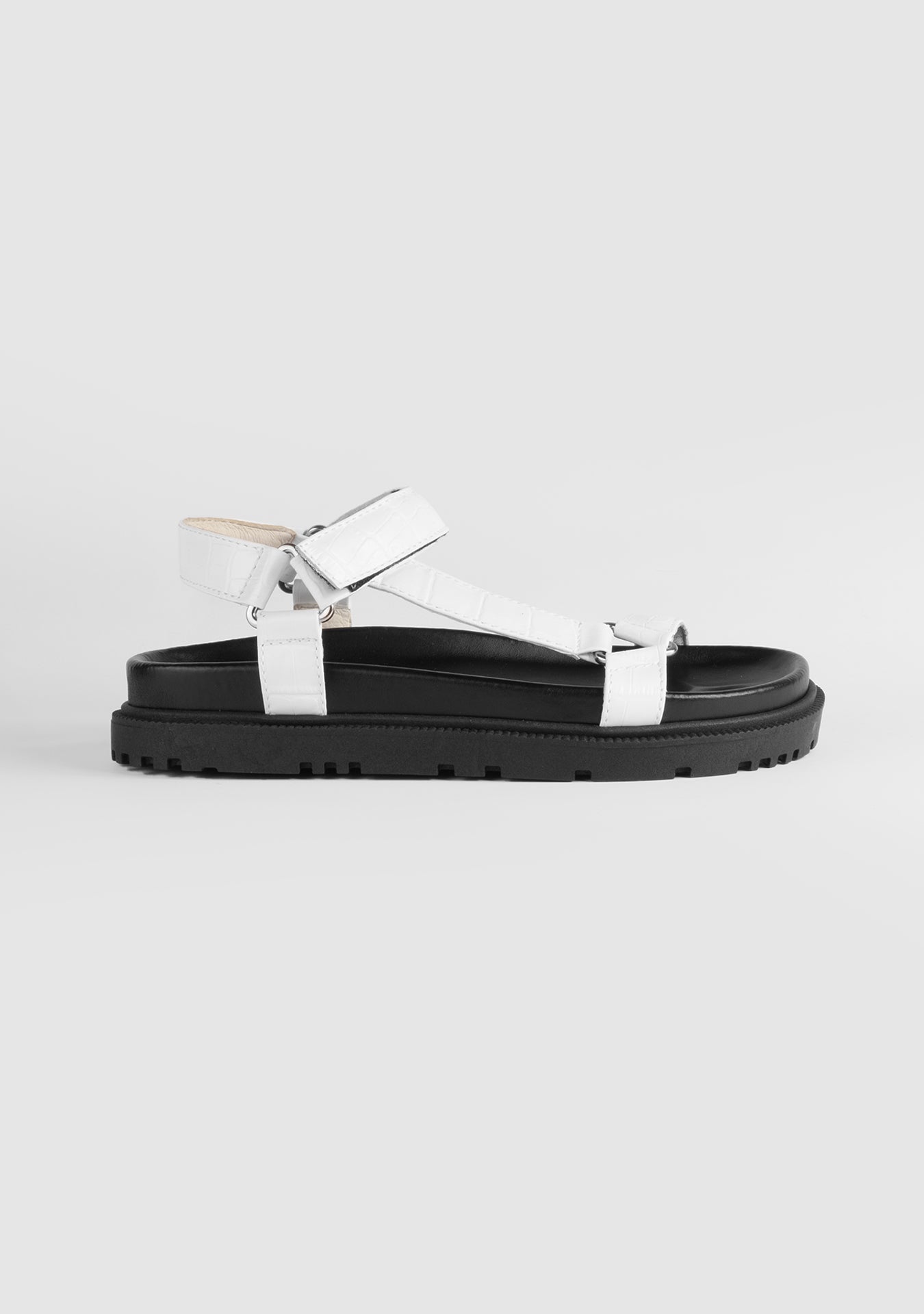 Morgan Croc Embossed White Sandals