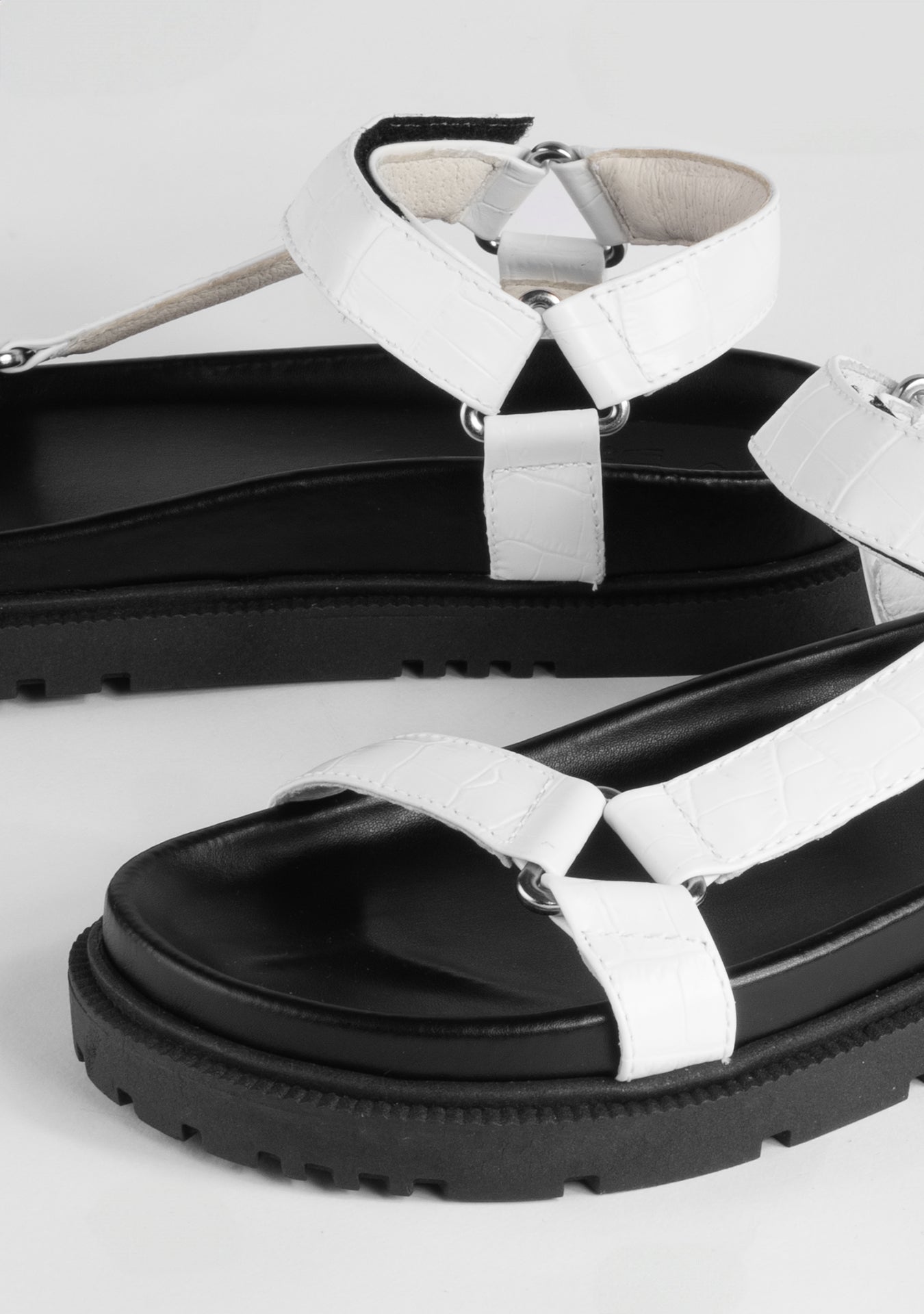 Morgan Croc Embossed White Sandals