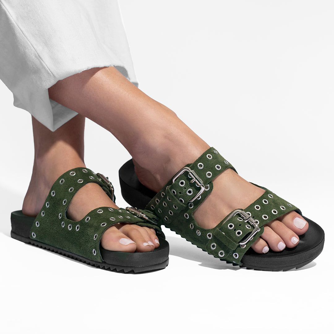 Nanda Olive Green Sandals