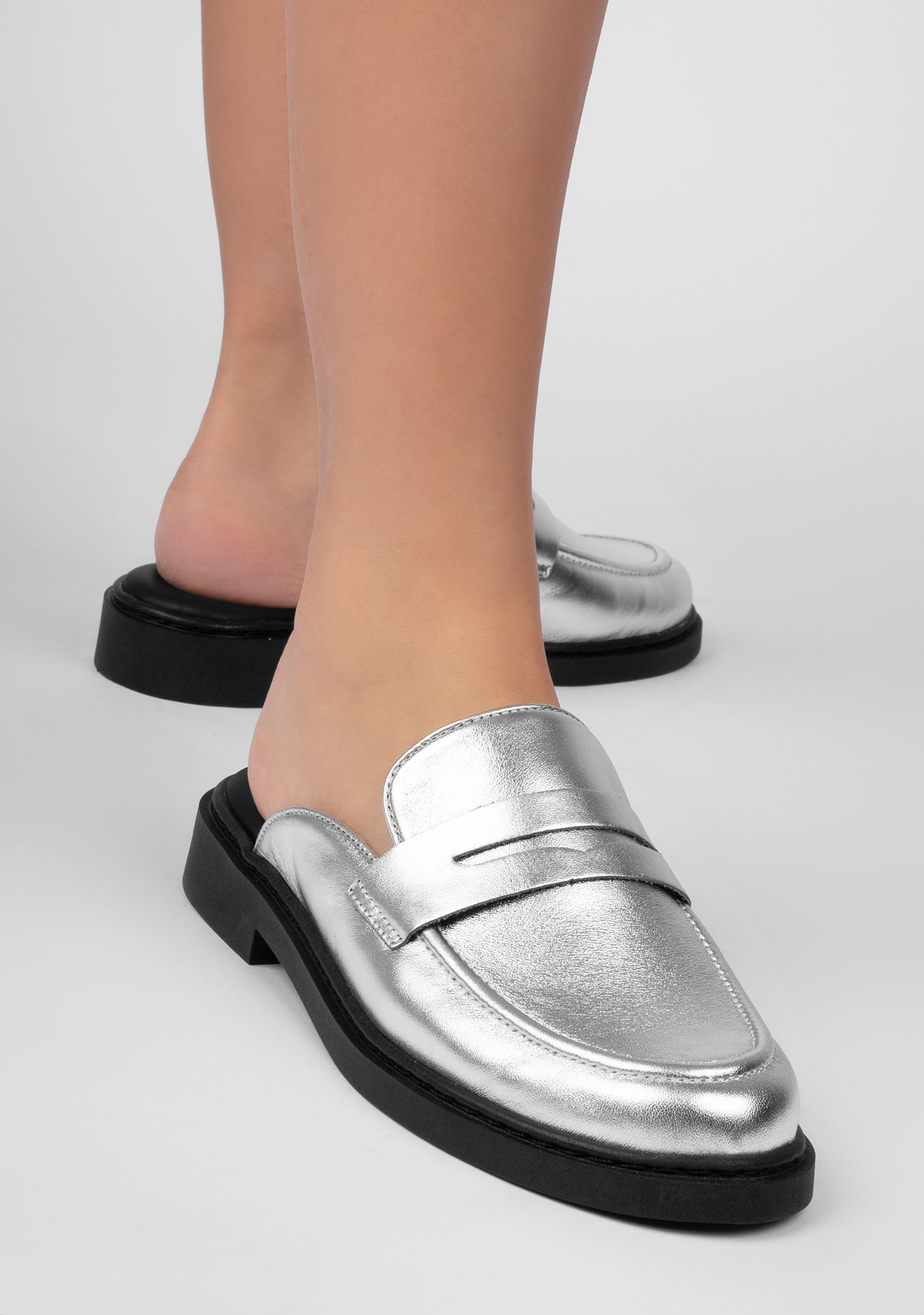 Silvana Silver Mules