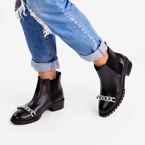 Black Chain Chelsea Boots