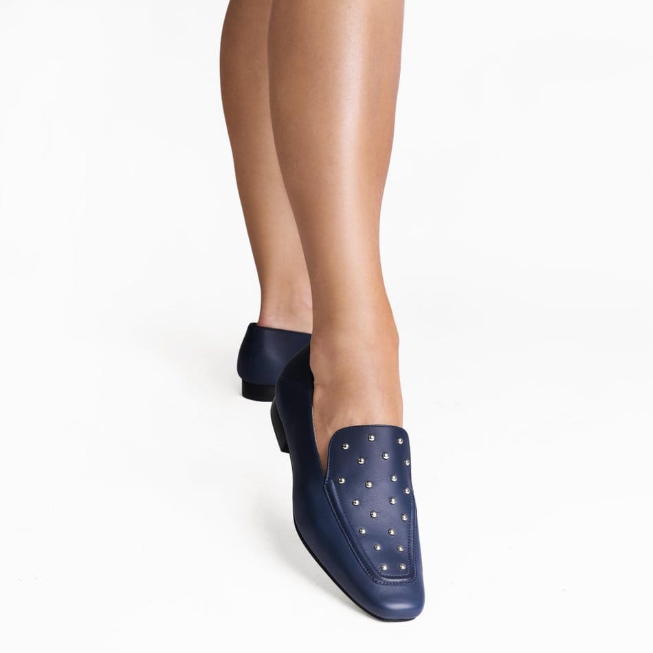 Vinci Shoes Barbara Navy Blue Loafers