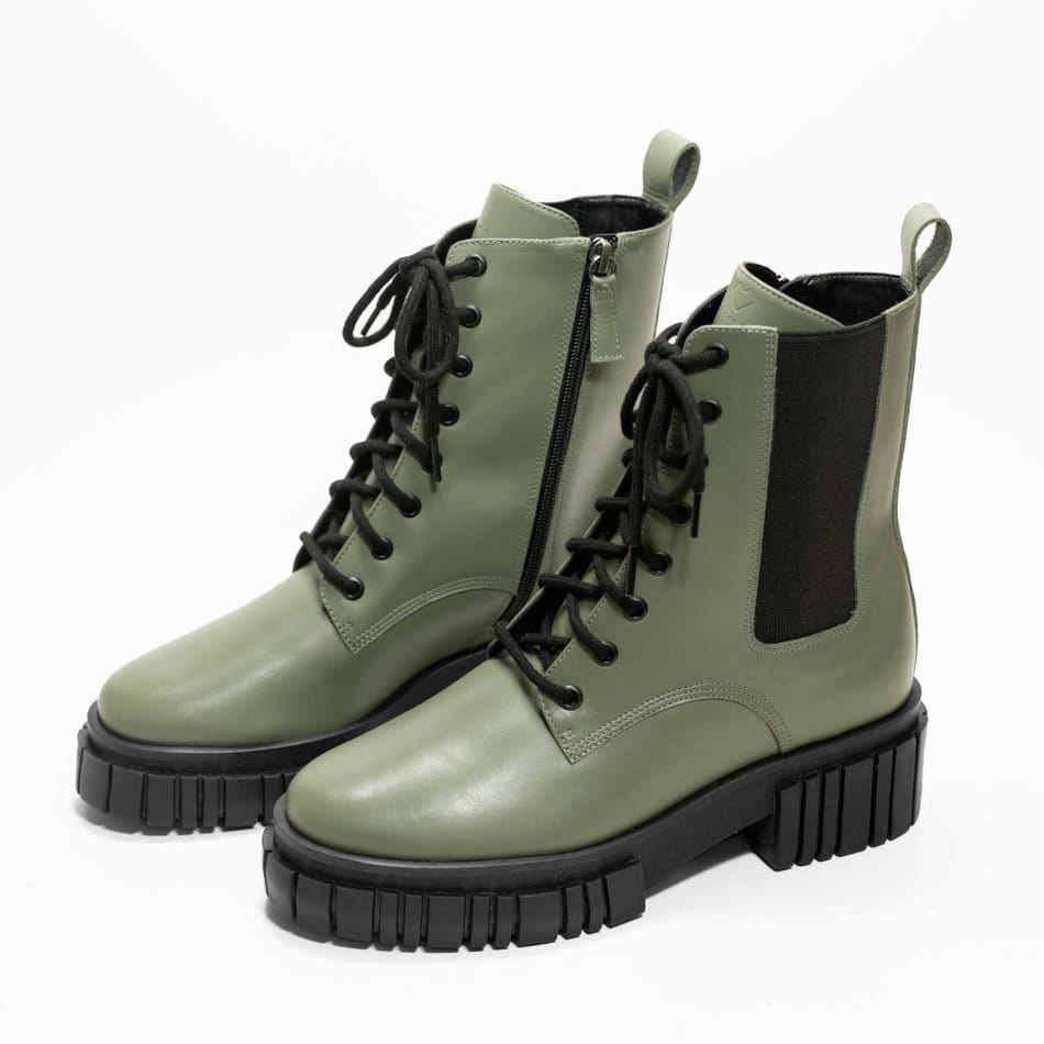 Vinci Shoes Victoria Military Green Combat Boots