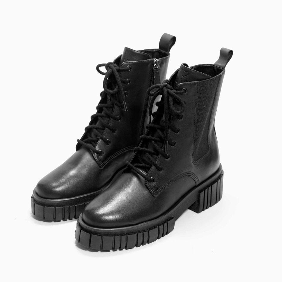 Vinci Shoes Victoria Black Combat Boots