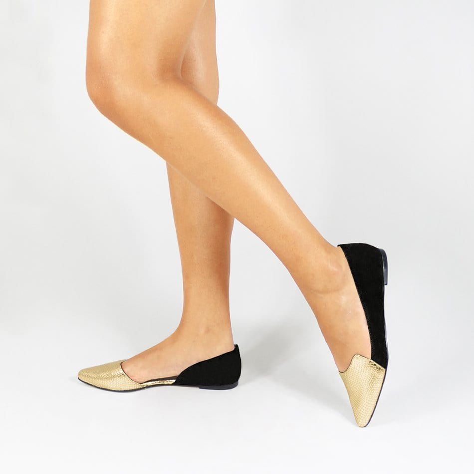 Vinci Shoes Yasmin Gold Ballerinas