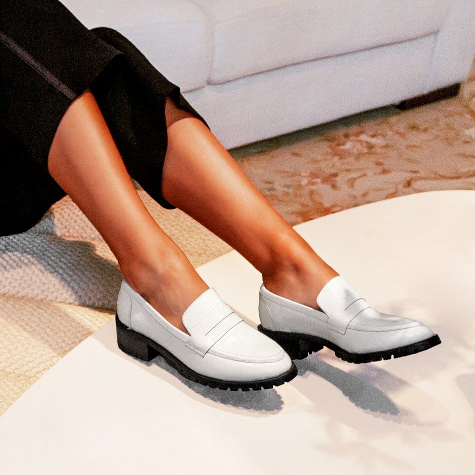 Vinci Shoes Dani White Loafers