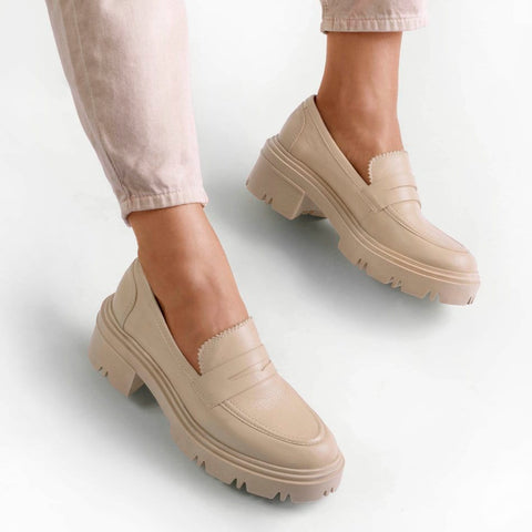 Vinci Shoes Dara Full Beige Loafers
