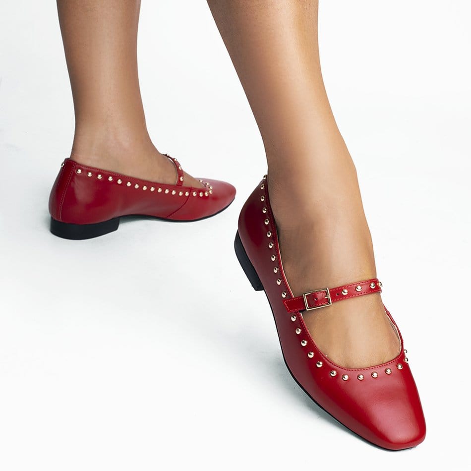 Vinci Shoes Frances Red Ballerinas