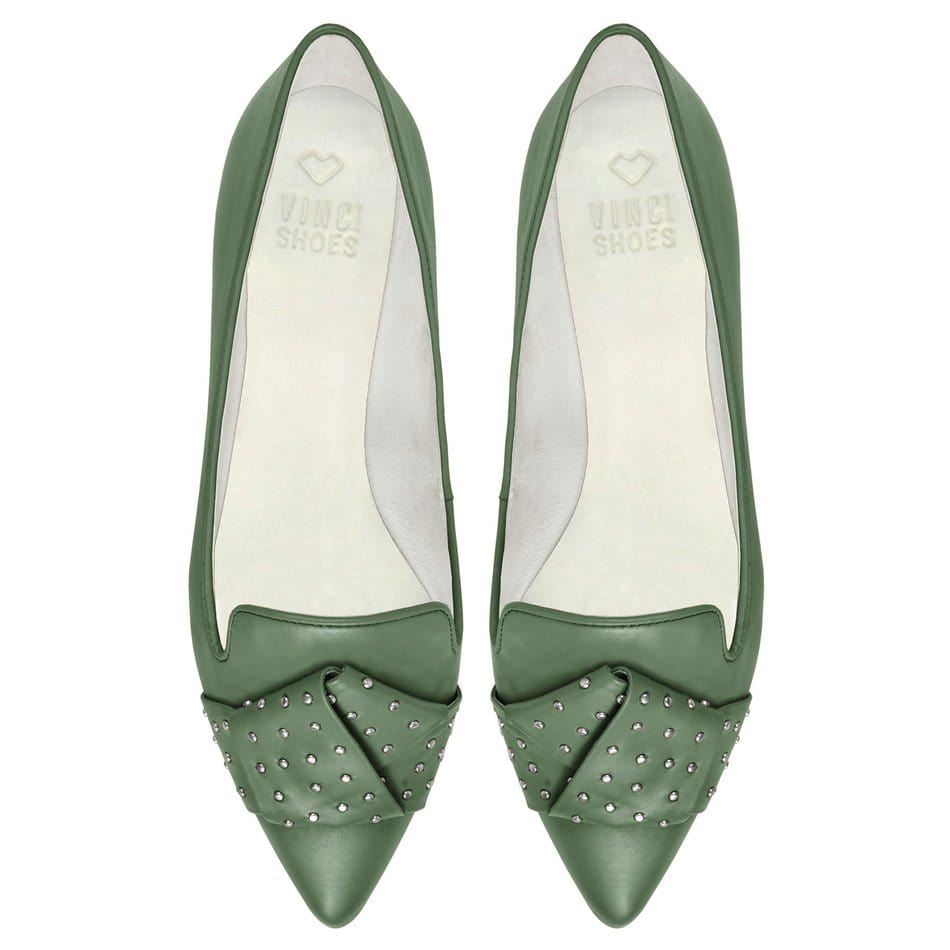 Vinci Shoes Carmela Military Green Ballerinas