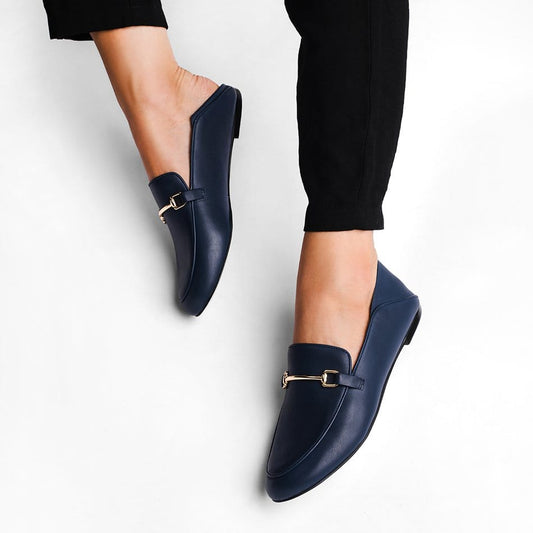 Vinci Shoes Boston Navy Blue Loafers