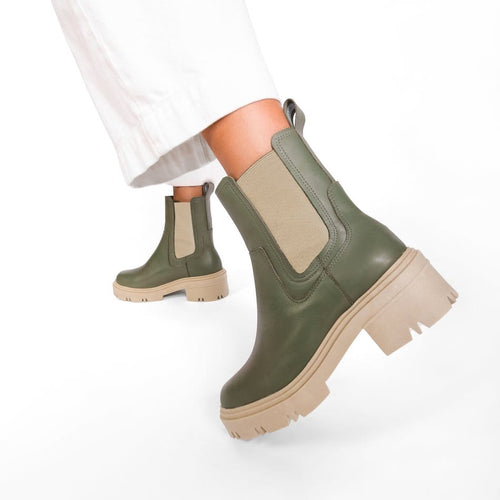 Lia Millitary Green Chelsea Boots