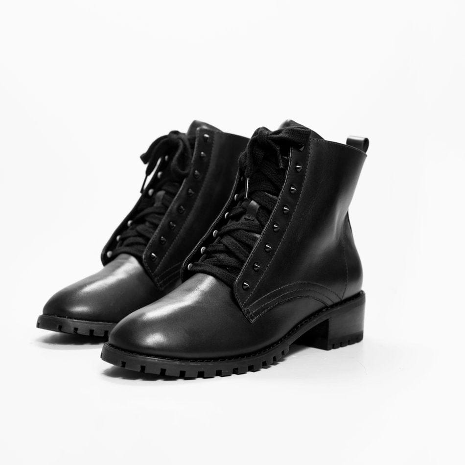 Vinci Shoes Snow Black Combat Boots