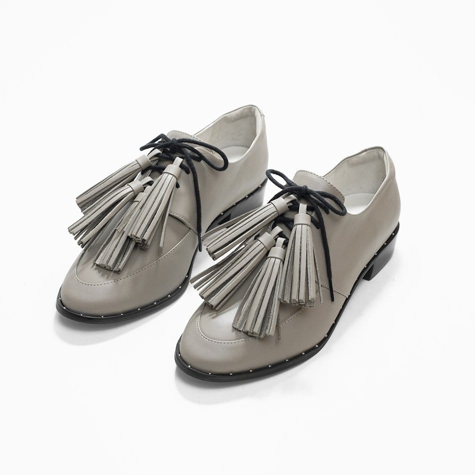 Vinci Shoes Gigi Greige Oxfords