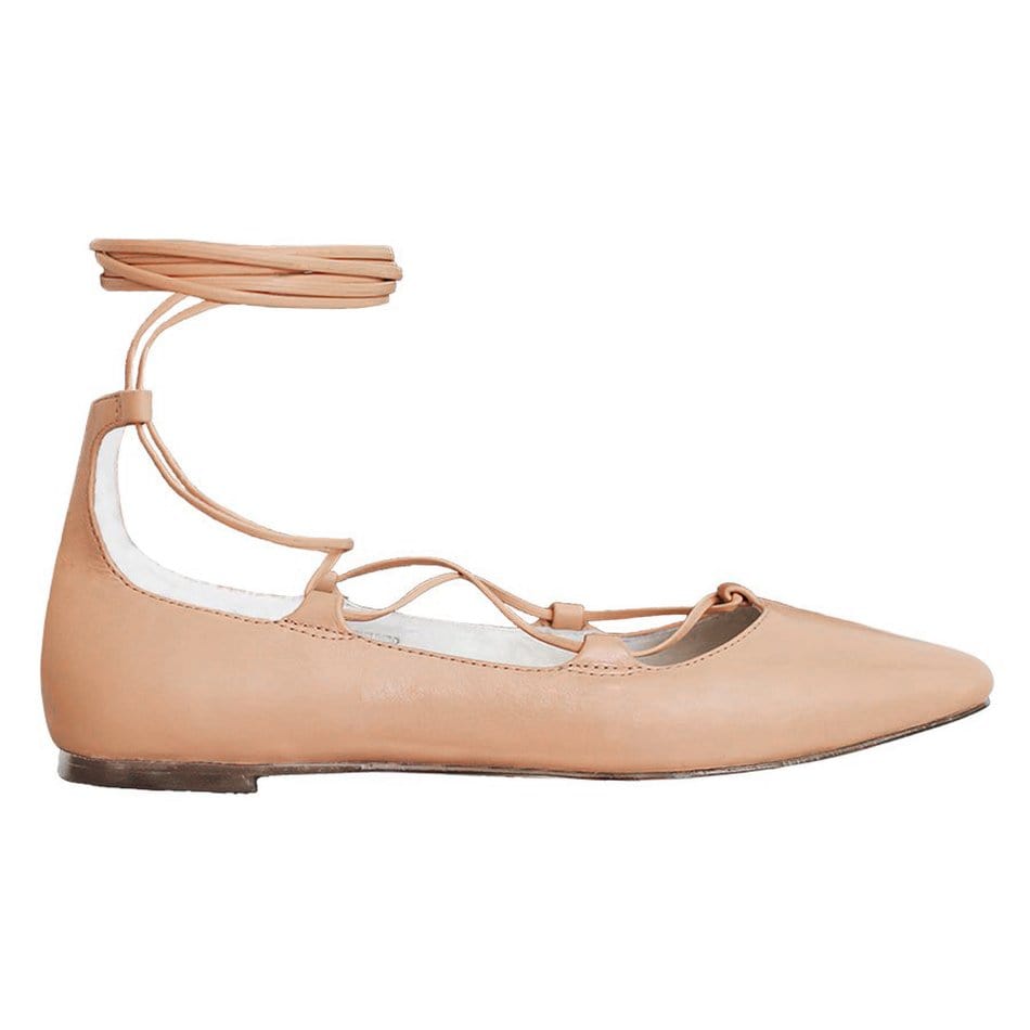 Vinci Shoes Blush Lace Up Ballerinas