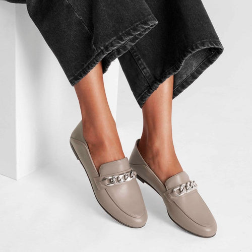 Greige Chain Loafers