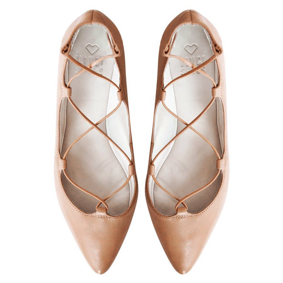 Vinci Shoes Blush Lace Up Ballerinas