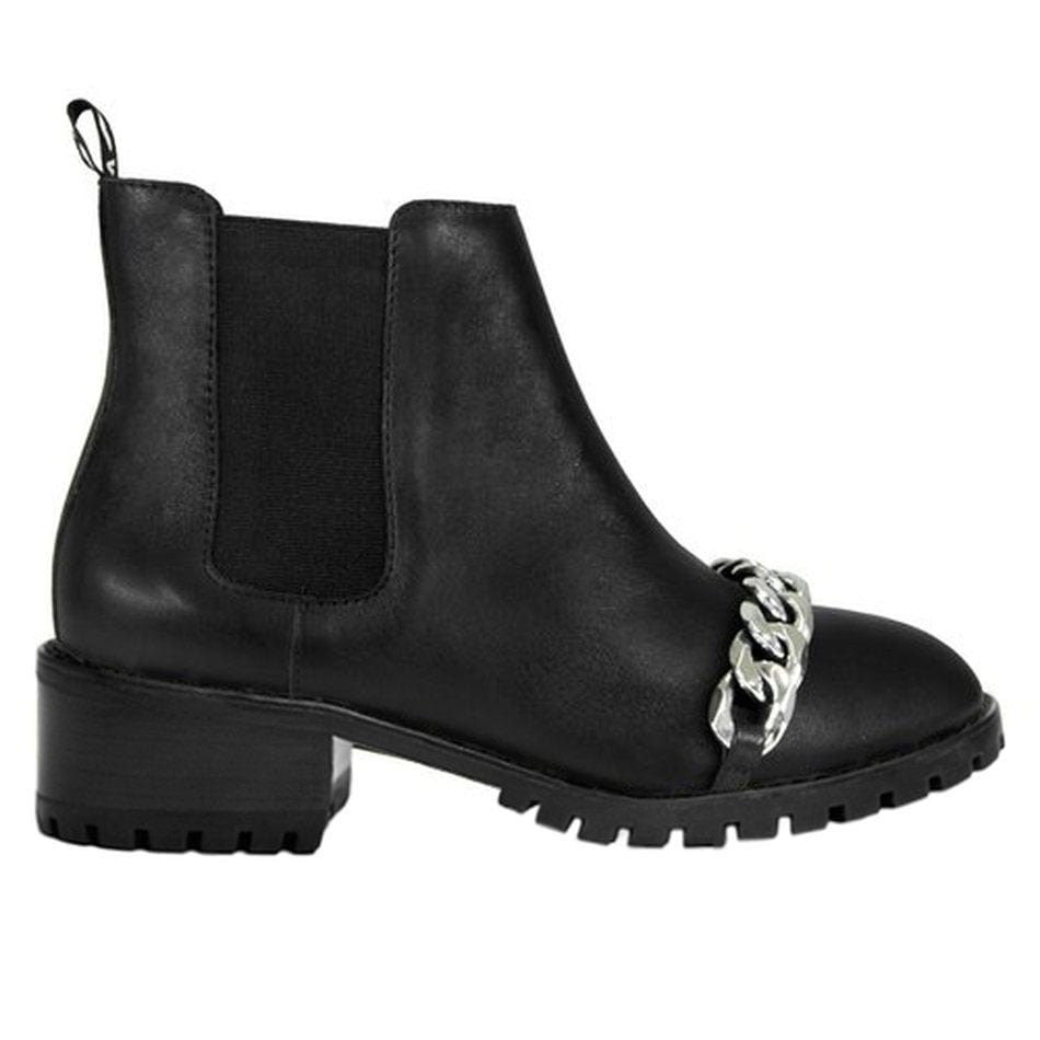 Vinci Shoes Black Chain Chelsea Boots