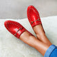 Vinci Shoes Boston Red Studded Loafers