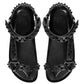 Vinci Shoes Rio Full Black Studded Sandals