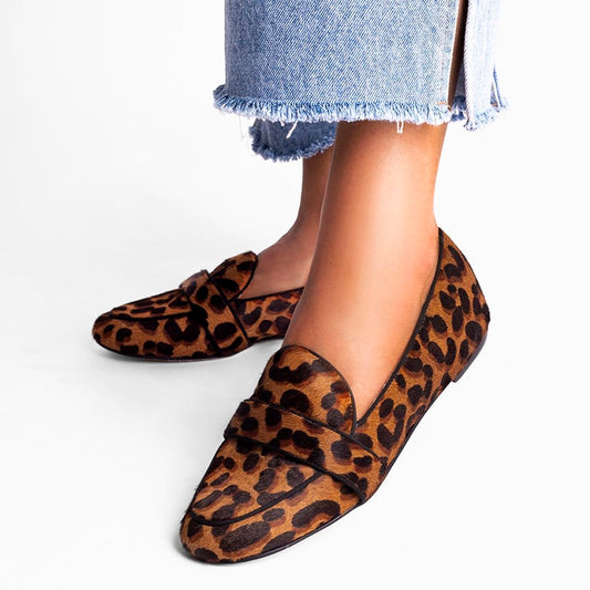 Vinci Shoes Carina Animal Print Loafers