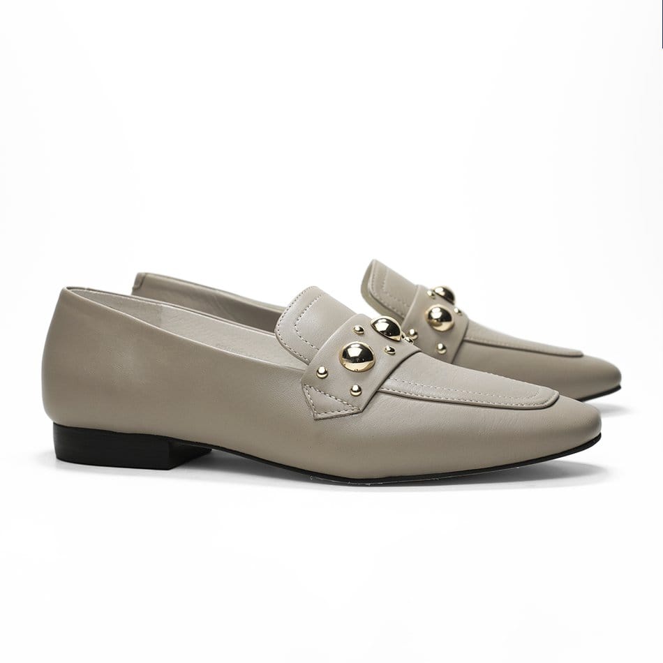 Vinci Shoes Barbara Greige Loafers