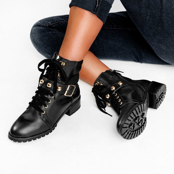 Black and gold combat boots outlet