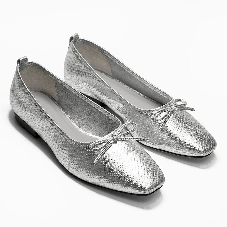 Vinci Shoes Dafne Silver Ballerinas